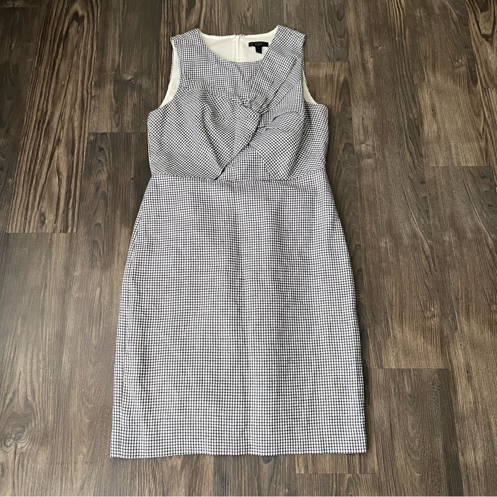 J. Crew Drape Knot Windowpane Dress In Irish Linen